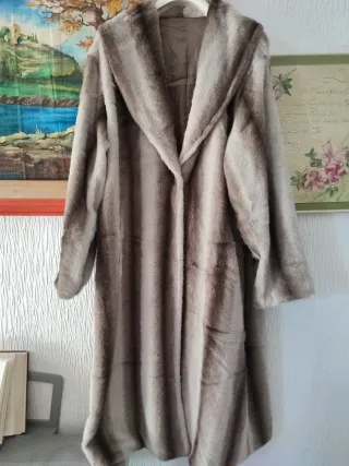 Cappotto pelliccia sintetica marrone/grigio e 54 5