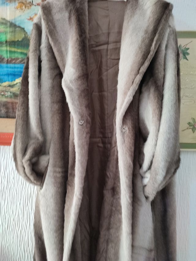 Cappotto pelliccia sintetica marrone/grigio e 54 5