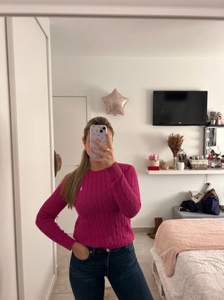 Jersey Polo Ralph Lauren rosa trenzado
