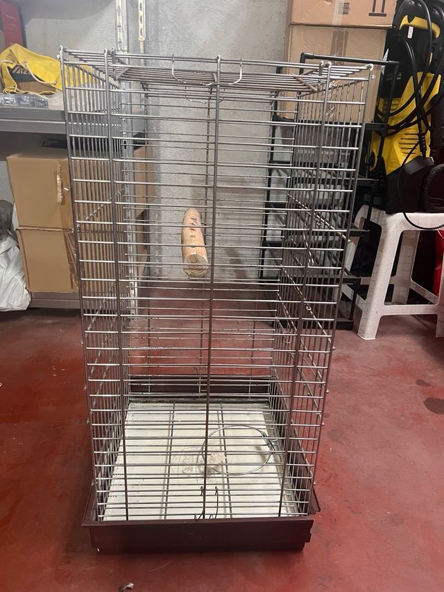 Jaula 80cm para pájaros plateada y marrón