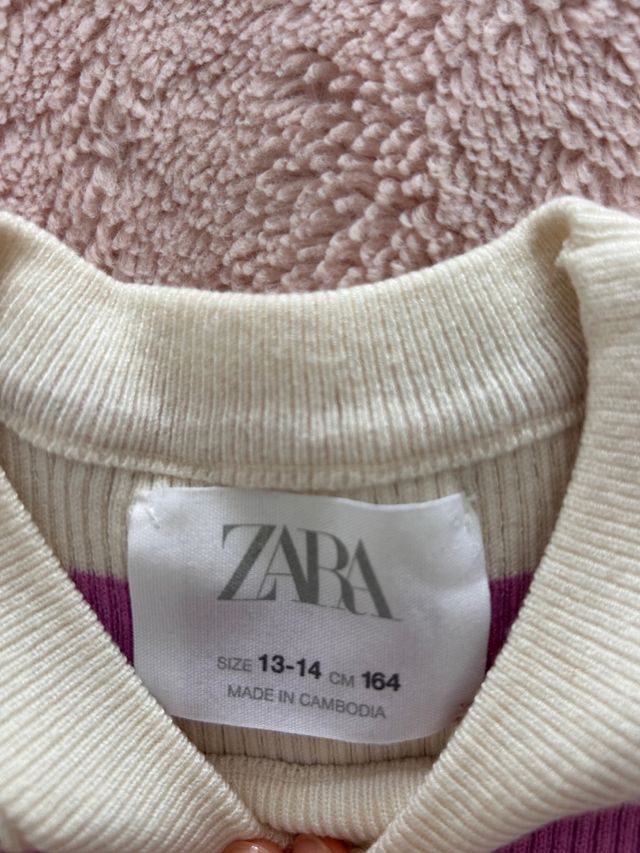 Jersey Zara Rayas Rosa y Blanco