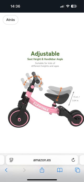 Bici Equilibrio Evolutiva Rosa