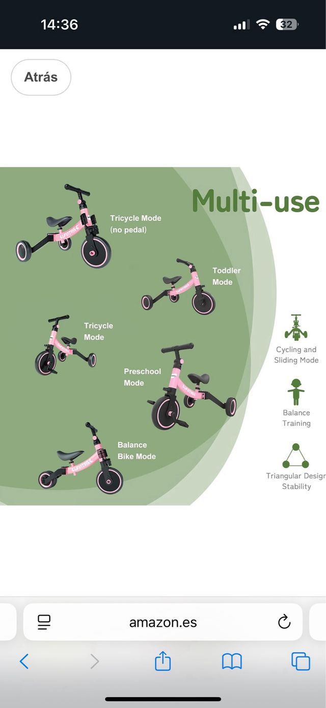 Bici Equilibrio Evolutiva Rosa