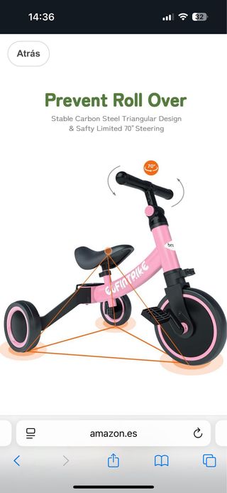 Bici Equilibrio Evolutiva Rosa