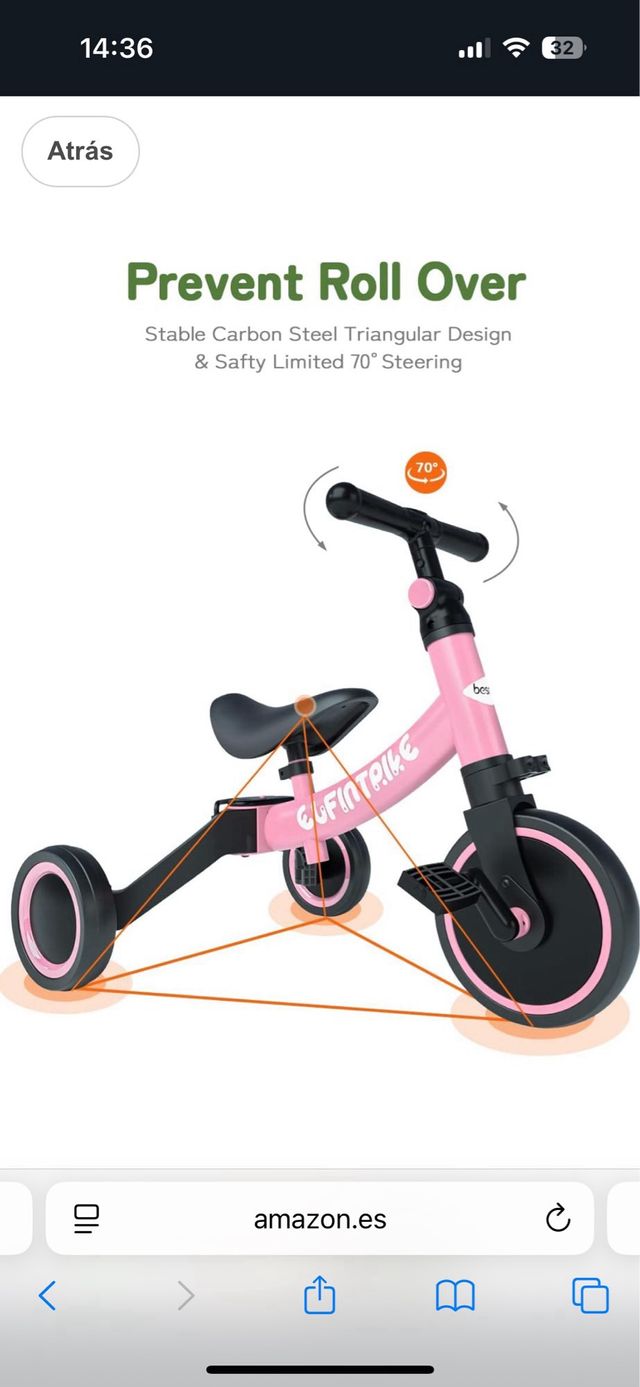 Bici Equilibrio Evolutiva Rosa