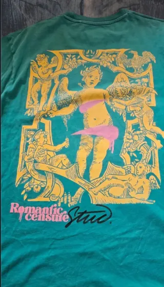 T-shirt verde con stampa Romantic Censure Stud