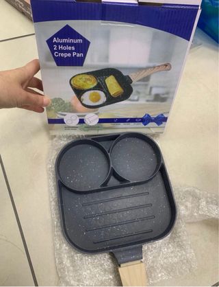 Padella 2 fori alluminio manico legno