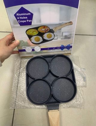 Padella 2 fori alluminio manico legno