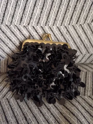 Monedero fiesta lentejuelas negro