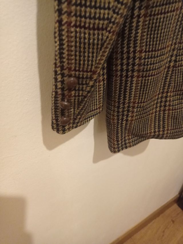 Americana vintage cuadros beige y marrón