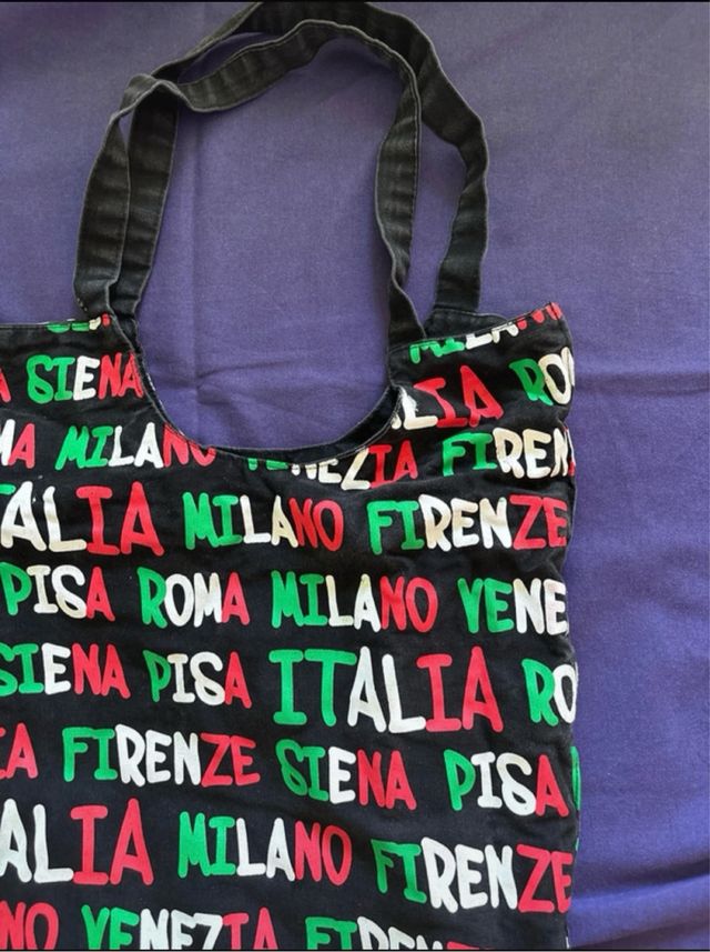 Borsa tote Italia in tela multicolor