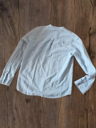 Camicia coreana azzurra a righe