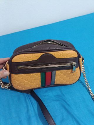 Bolso mujer marrón y amarillo