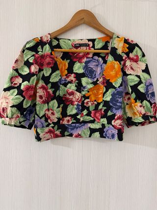 Top flores Zara cremallera lateral