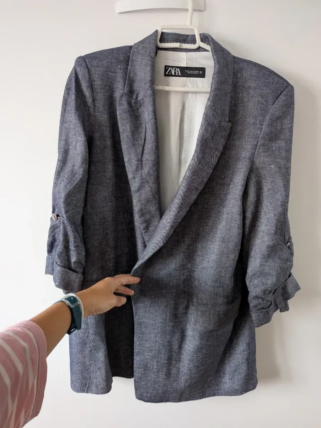 Blazer Zara Algodón Denim Talla M