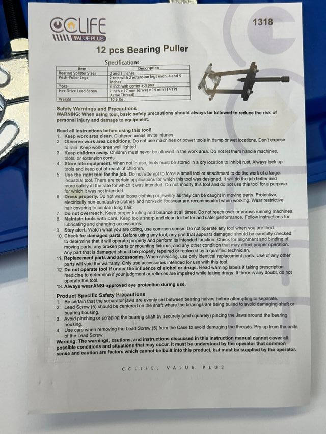 Juego Extractor Rodamientos 12 Piezas