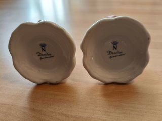 Coppia Portacandele Porcellana Dresden Rose