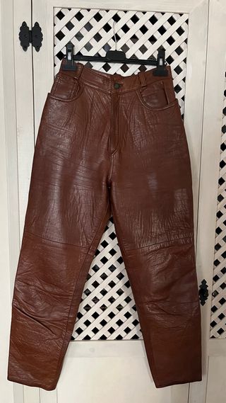 Pantalón Piel Vintage Marrón
