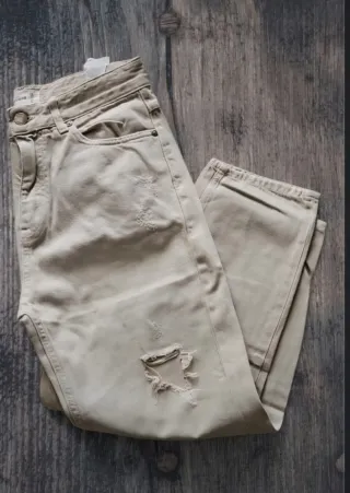 Jeans Pull&Bear beige strappati