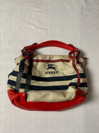 Borsa Burberry Beige e Rossa Y2k vintage donna