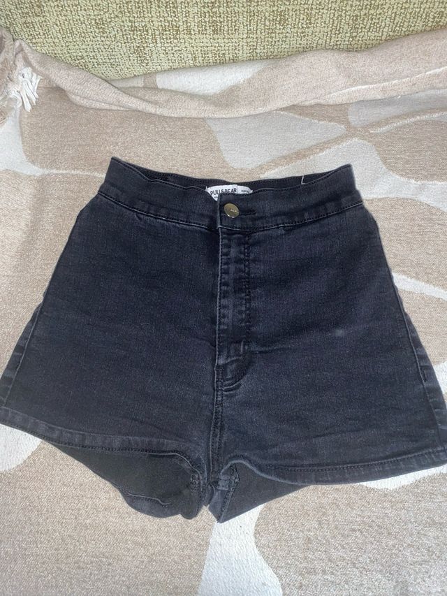 Shorts in denim neri Pull&Bear