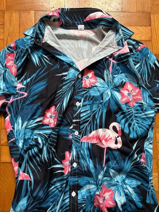 Camisa Hawaiana Flamencos y Hojas