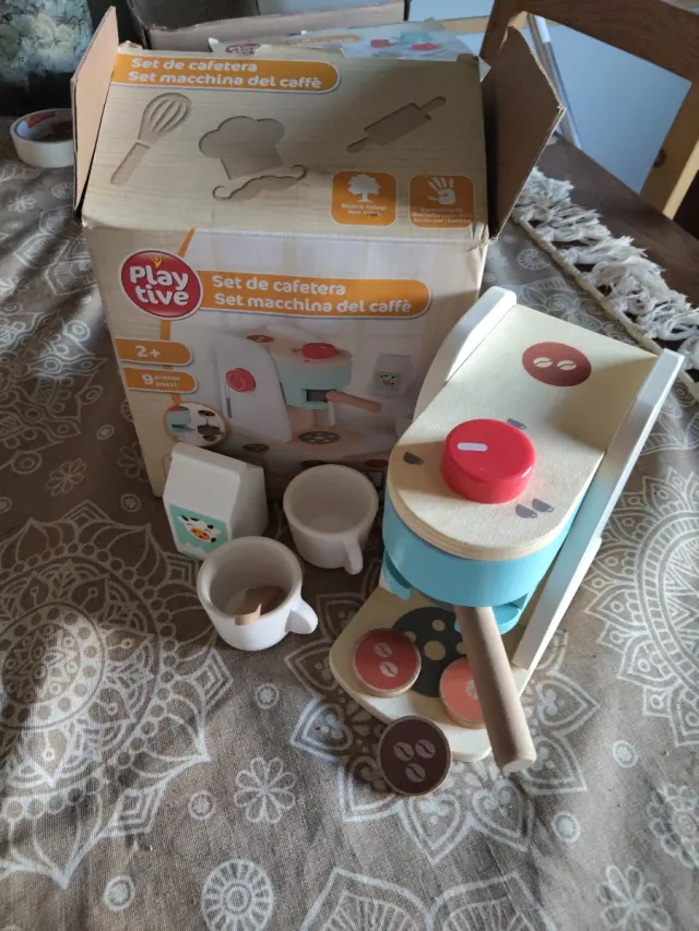 Playtive Set Cafetera Madera 9 Piezas