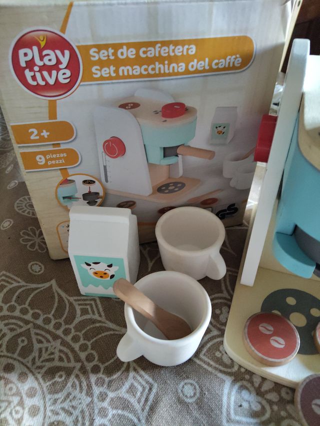 Playtive Set Cafetera Madera 9 Piezas