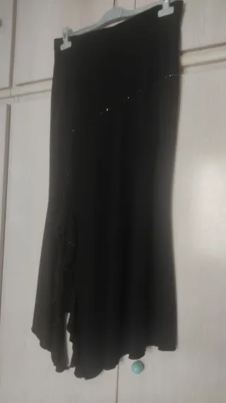 Falda negra fiesta drapeada lentejuelas