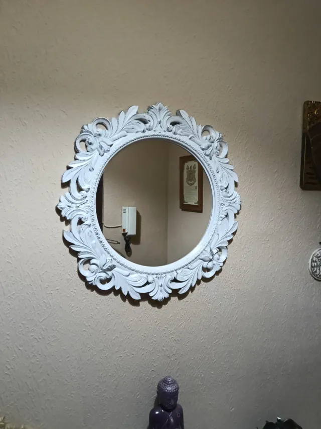 Specchio decorativo bianco vintage