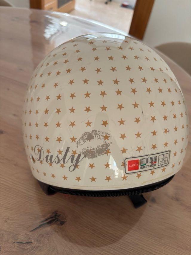 Casco LEM estrellas beige con visera talla S