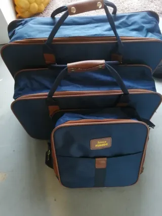 Set Maletas Viaje Azul y Marrón