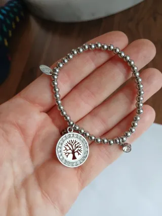 Pulsera de acero, circonitas y el árbol de la vida