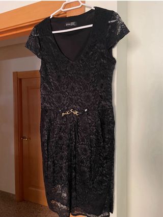 Vestido fiesta encaje negro talla 38