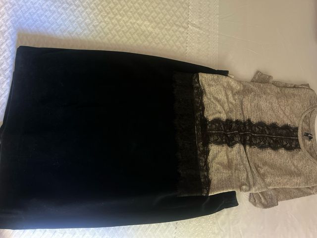 Falda Burberrys Terciopelo Negro Talla 48