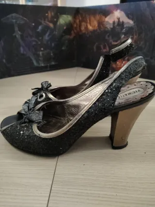 Scarpe donna eleganti nere/argento Tg 38