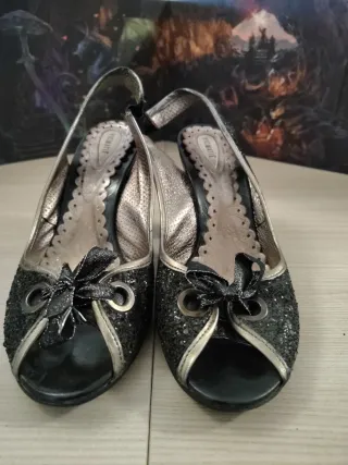 Scarpe donna eleganti nere/argento Tg 38