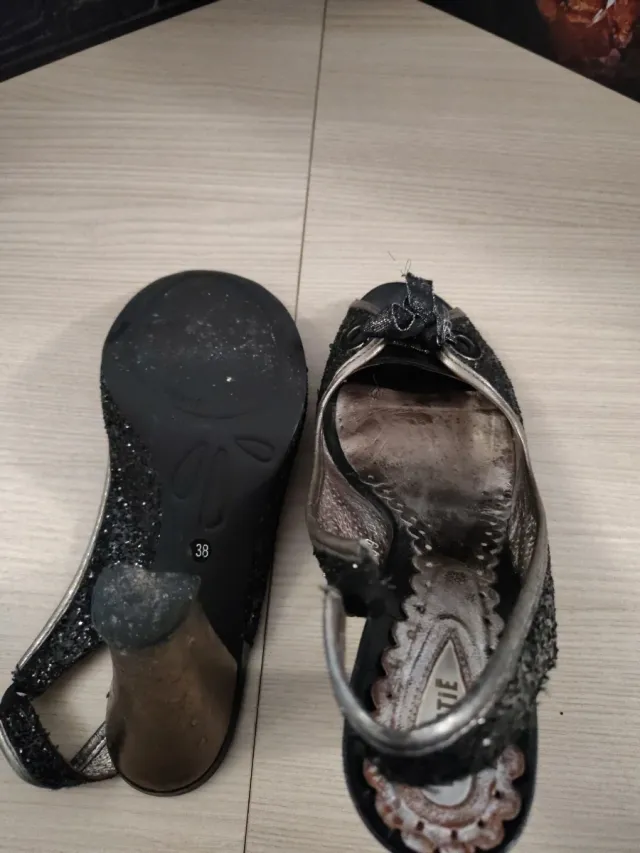 Scarpe donna eleganti nere/argento Tg 38