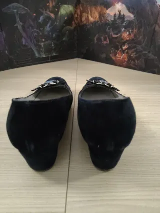 Scarpe con tacco nero camoscio