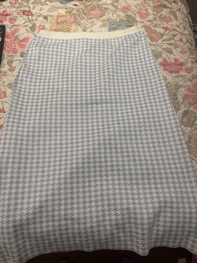 Falda de punto estampado pata de gallo