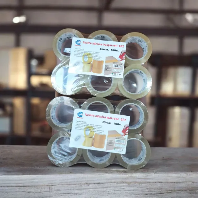 Nastro adesivo trasparente/marrone 48mm x 100m