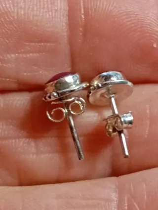 Pendientes Plata Ley rubí facetado