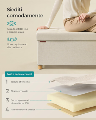 Cassapanca, Pouf Contenitore, Poggiapiedi Pieghevo