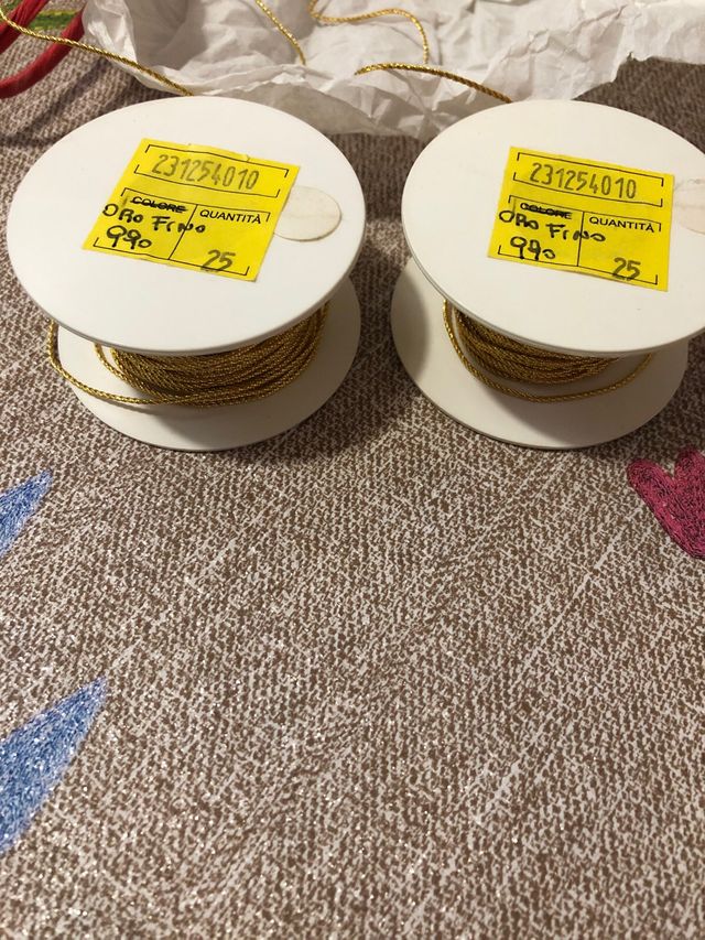 Filo da ricamo oro due pezzi oro fino 990