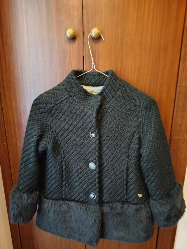 Cappotto bambina nero pelliccia sintetica