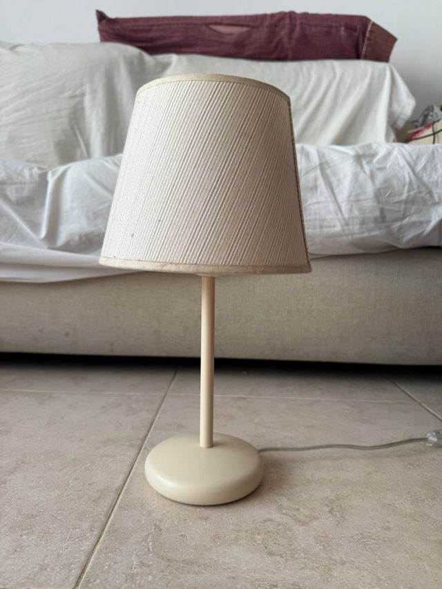 2 Lámparas Mesita Noche Beige Tela