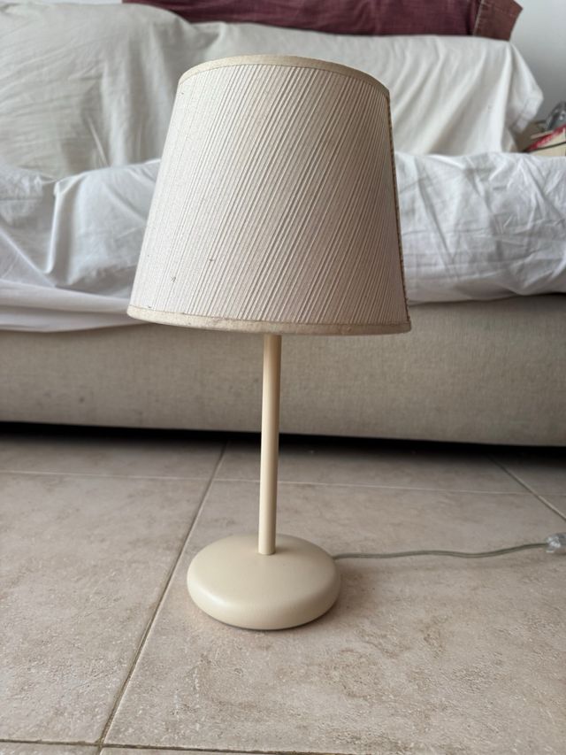 2 Lámparas Mesita Noche Beige Tela