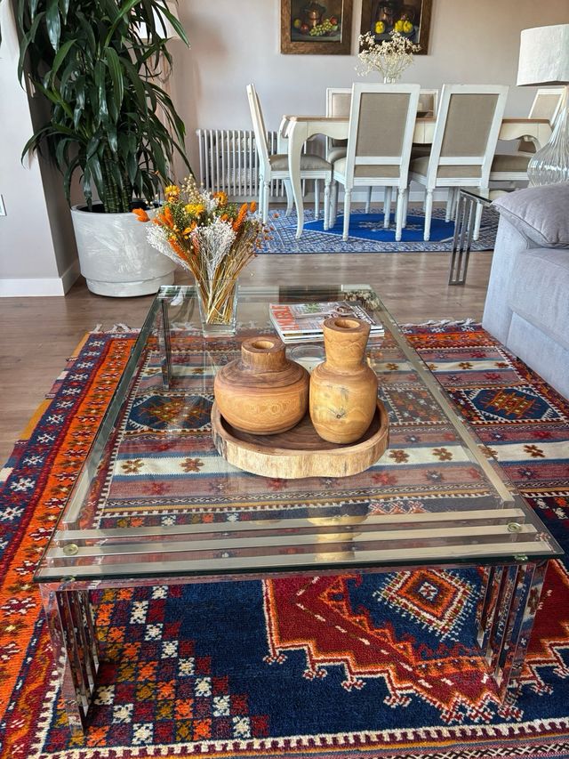 Conjunto mesas cristal y metal