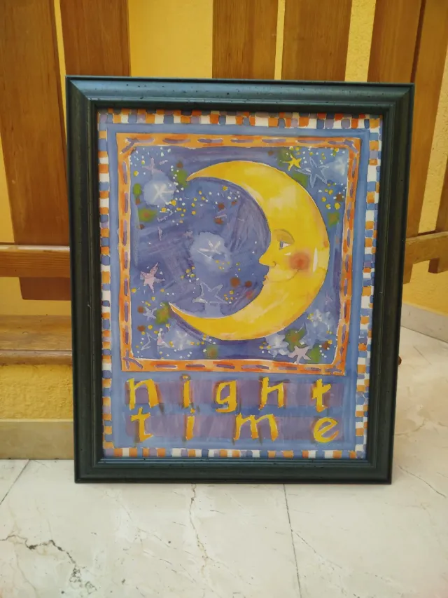 Quadro Night Time Luna e Stelle