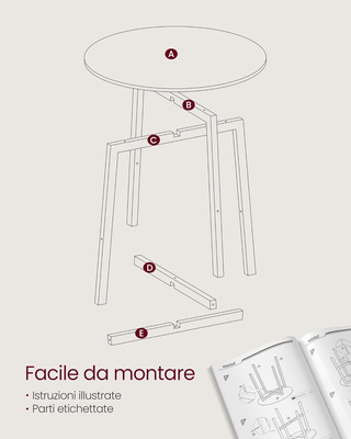 Tavolino da Pranzo, Tavolino da Cucina Rotondo, pe